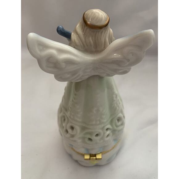 Ceramic Angel Playing Harp Trinket Box - Picture 3 of 5
